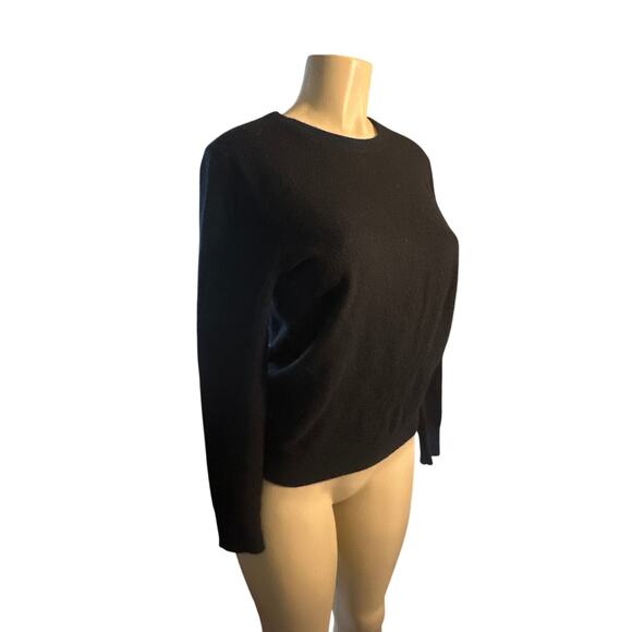 Women S Quince Crewneck Pullover 100% Mongolian Cashmere Black Sweater - Picture 1 of 6